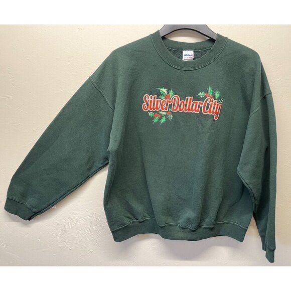 Vintage Silver Dollar City Crewneck Sweatshirt Christmas XL Dark Green Unisex - Picture 7 of 7